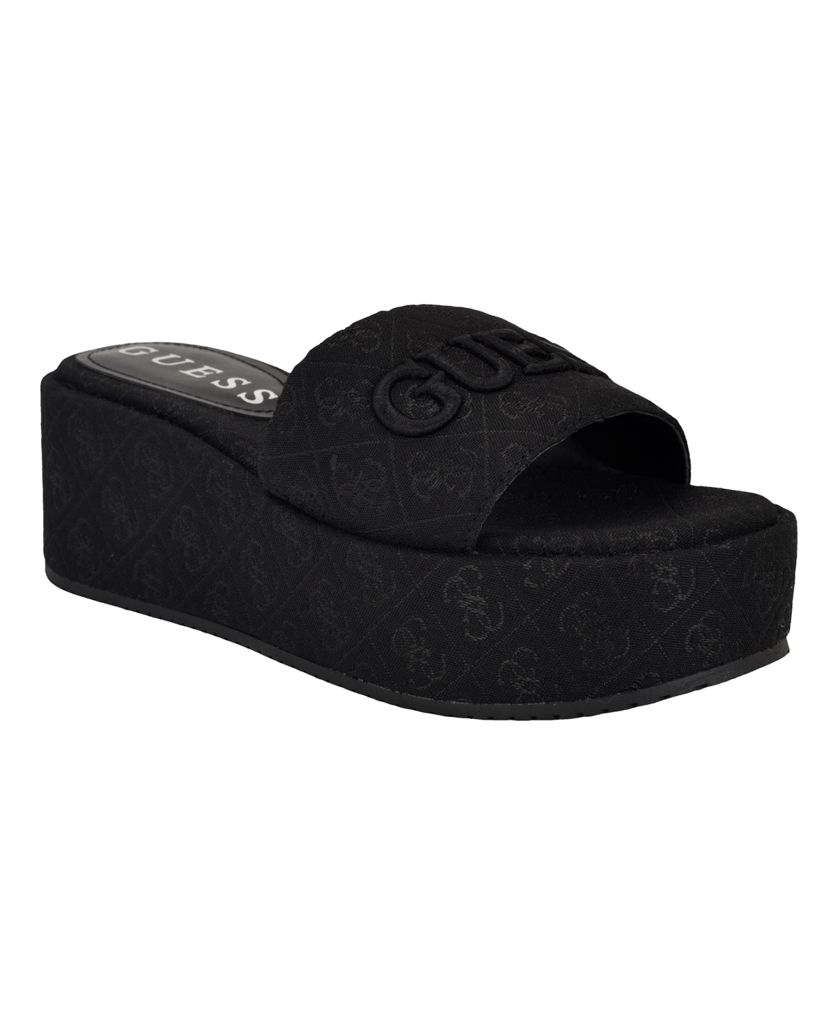 Guess Women's Bintai Platform Slide Wedge Sandals In Black Logo