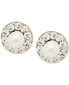 Children's Cultured Freshwater Pearl (3mm) and Cubic Zirconia Stud Earrings in 14k Gold