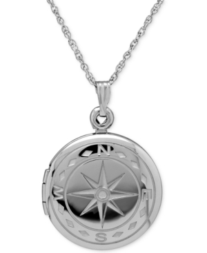image of Compass Locket Necklace in Sterling Silver