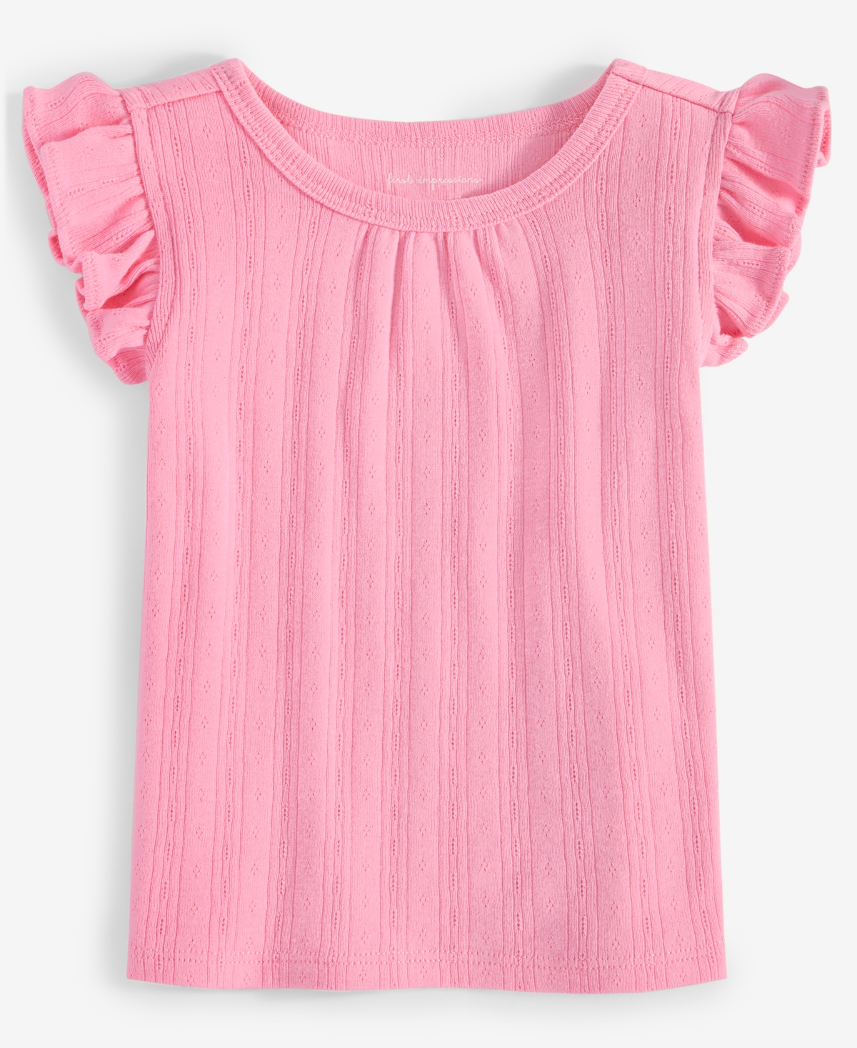 First Impressions Baby Girls Solid Flutter-sleeve Top, Exclusively At Macy's In Bubble Pin