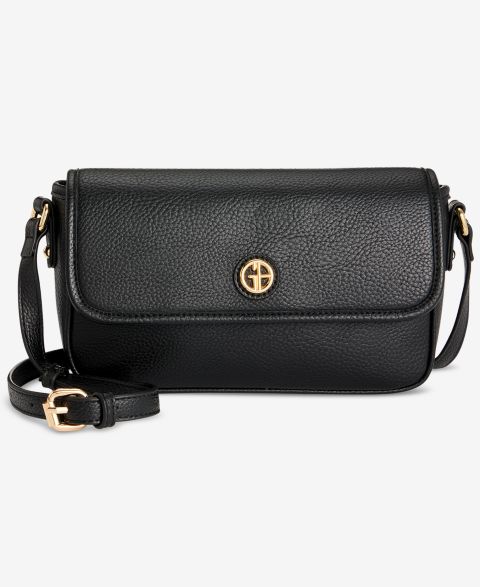 Женская сумка Giani Bernini Pebble East West Small Flap Crossbody, цвет: Чёрный