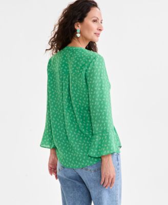 売れ筋商品|||スタイルアンドコー カットソー トップス レディース Women's Printed Pintuck Ruffle Sleeve Top, Exclusively at Macy's White Floral Style & Co Women's Printed Pintuck Ruffle-Sleeve Top