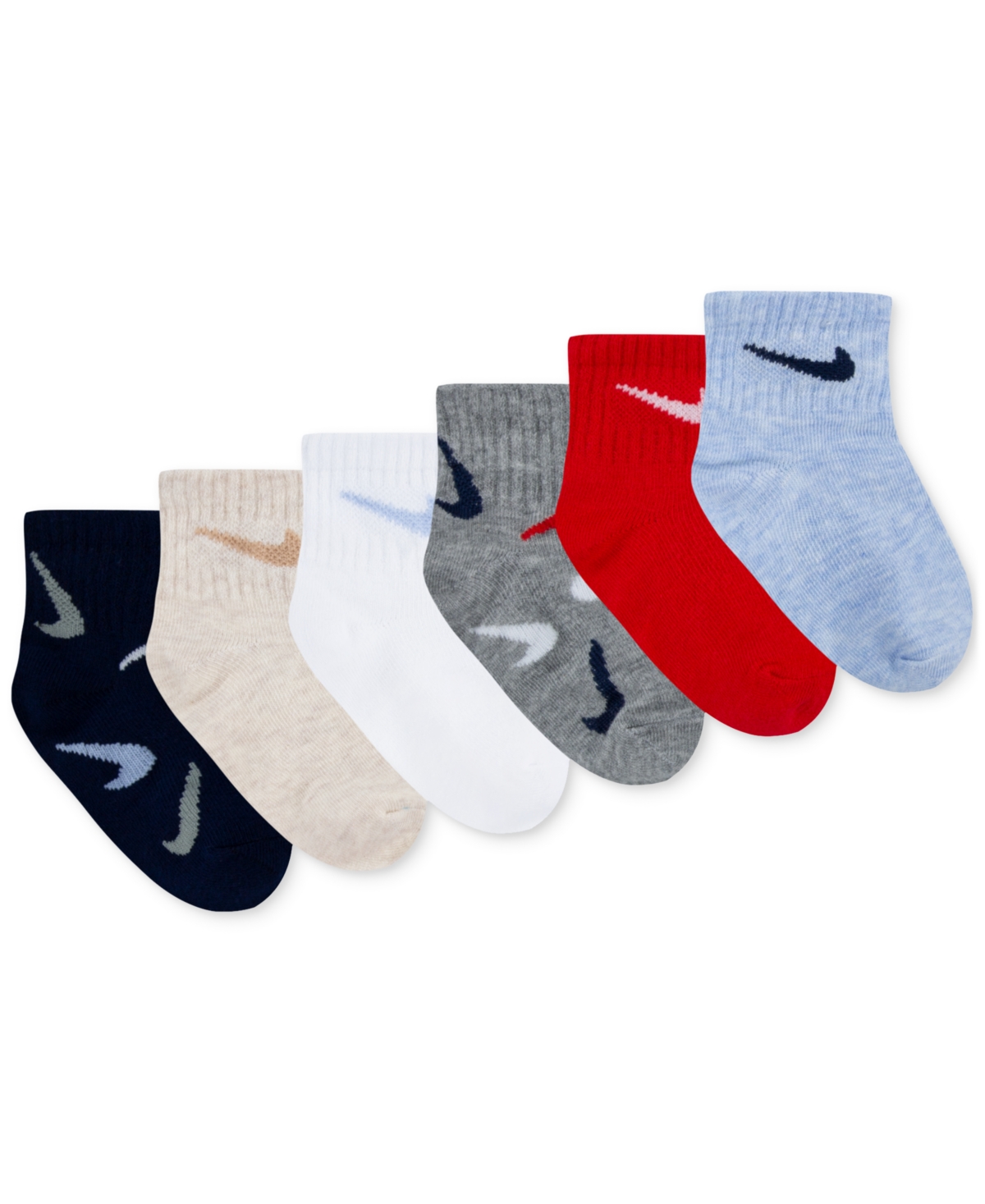 Nike Baby And Toddler Swooshfetti Ankle Socks, Pack Of 6 In Dk Grey