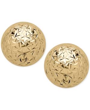 image of Crystal-Cut Ball Stud Earrings (10mm) in 14k Gold