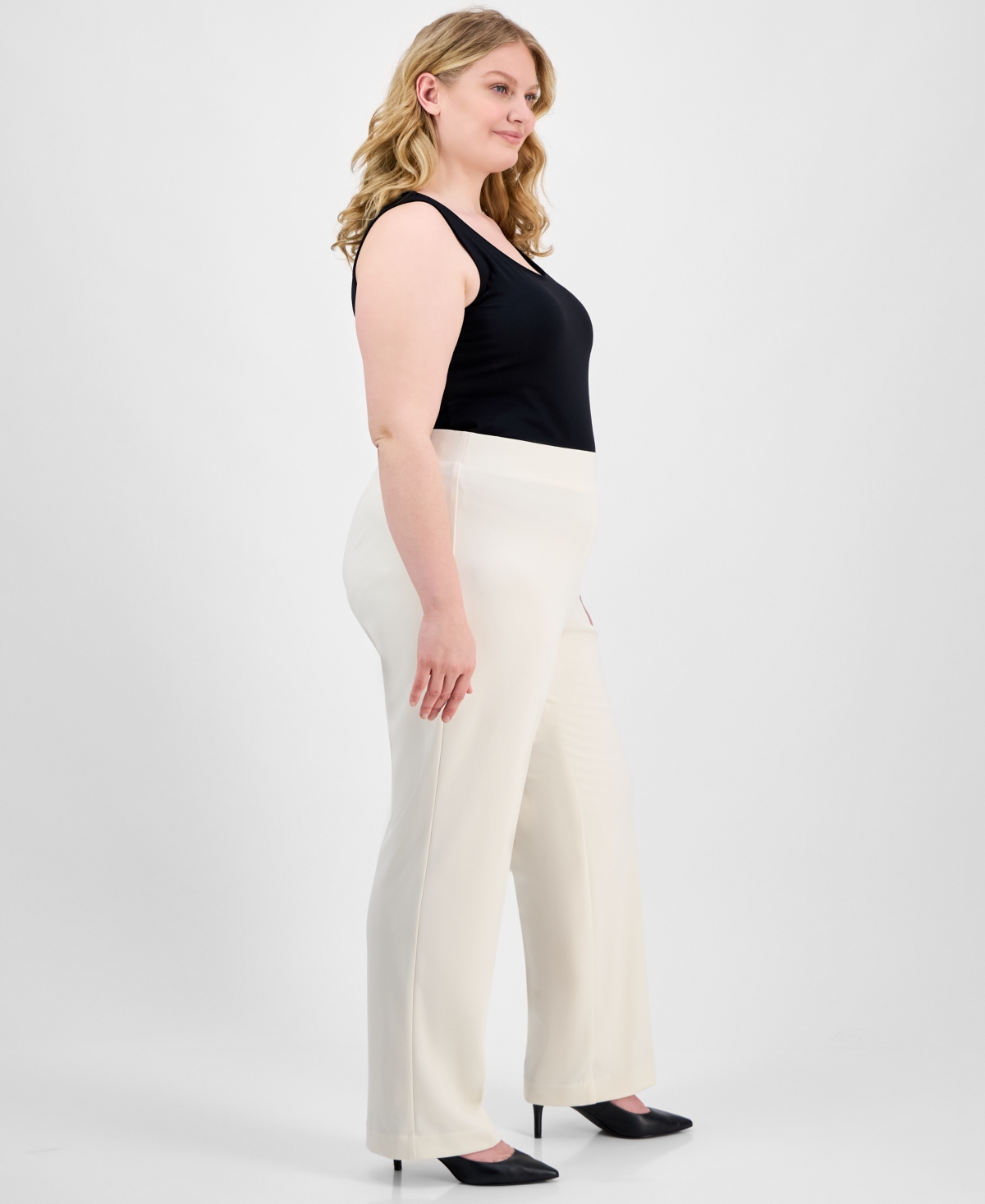 Ak Anne Klein Plus Size Pull-on Wide-leg Pants
