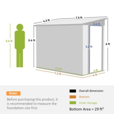 4' x 8' Storage Shed, Galvanized, Locking, Light