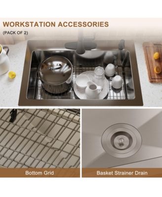 33inch L x 22inch W Drop-in Kitchen Sink with Accessories