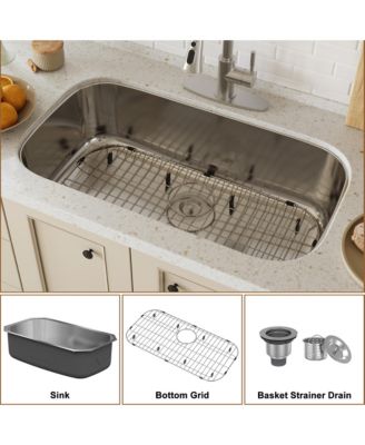 32inch L x 18inch W Undermount Kitchen Sink with Accessories