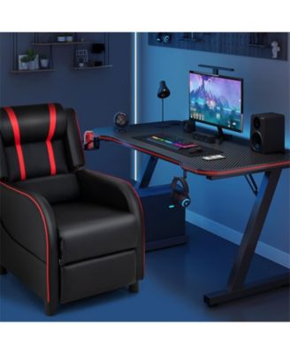 PU Leather Massage Gaming Recliner Chair with Side Pockets