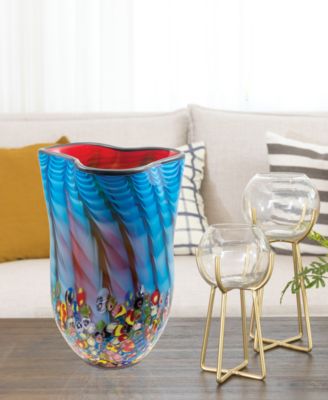 14" Tangelo Art Glass Vase