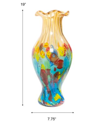 19" Festive Ruffle Art Glass Vase