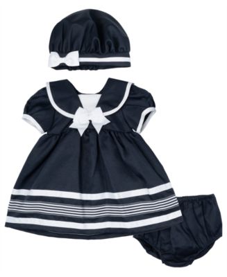 Rare Editions Baby Girl Sailor Dress with Matching Hat, 3-Piece Set - Macy's