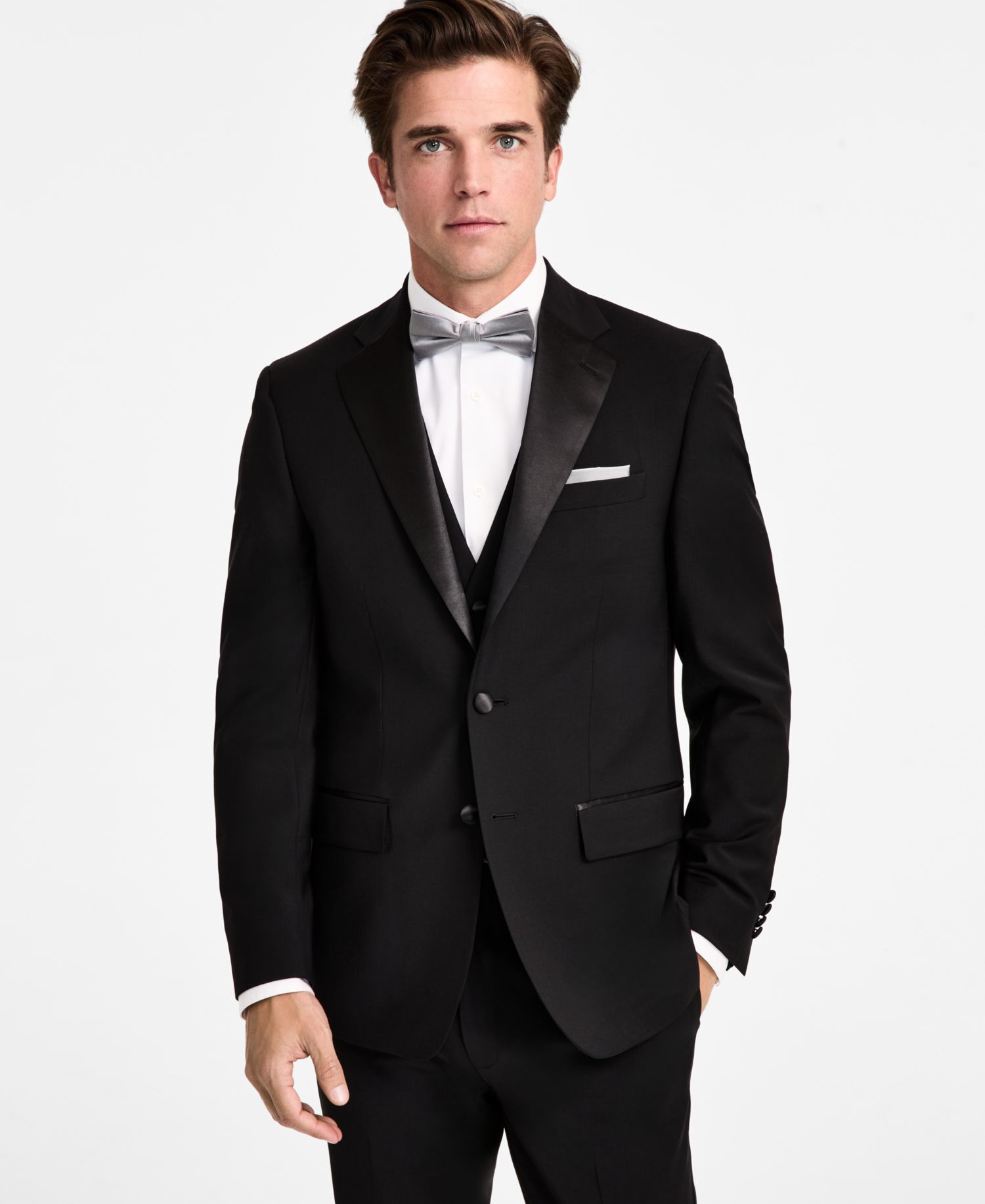 Men's Slim-Fit Wool-Blend Tuxedo Pants