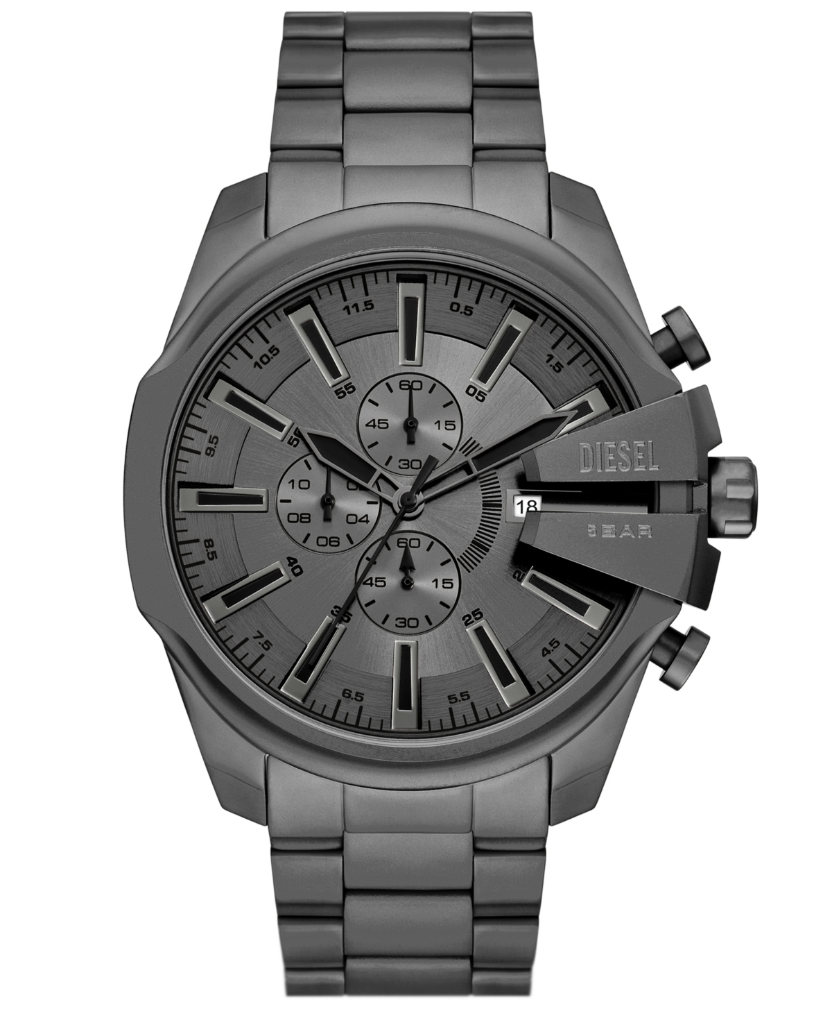Diesel Men's Mega Chief Slim Quartz Chronograph Gray Stainless Steel Watch, 48mm In Gray