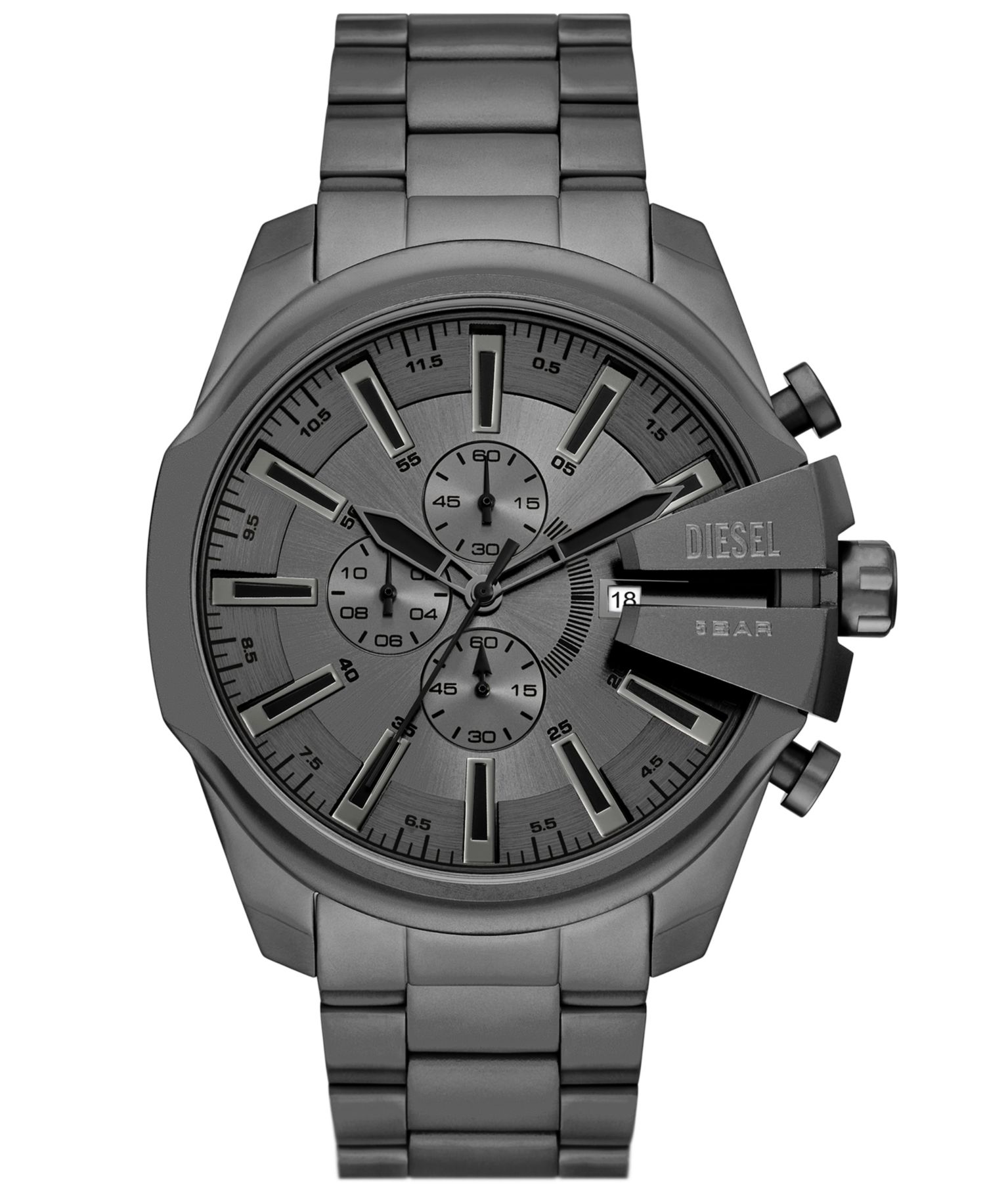 Men's Mega Chief Slim Quartz Chronograph Gray Stainless Steel Watch, 48mm