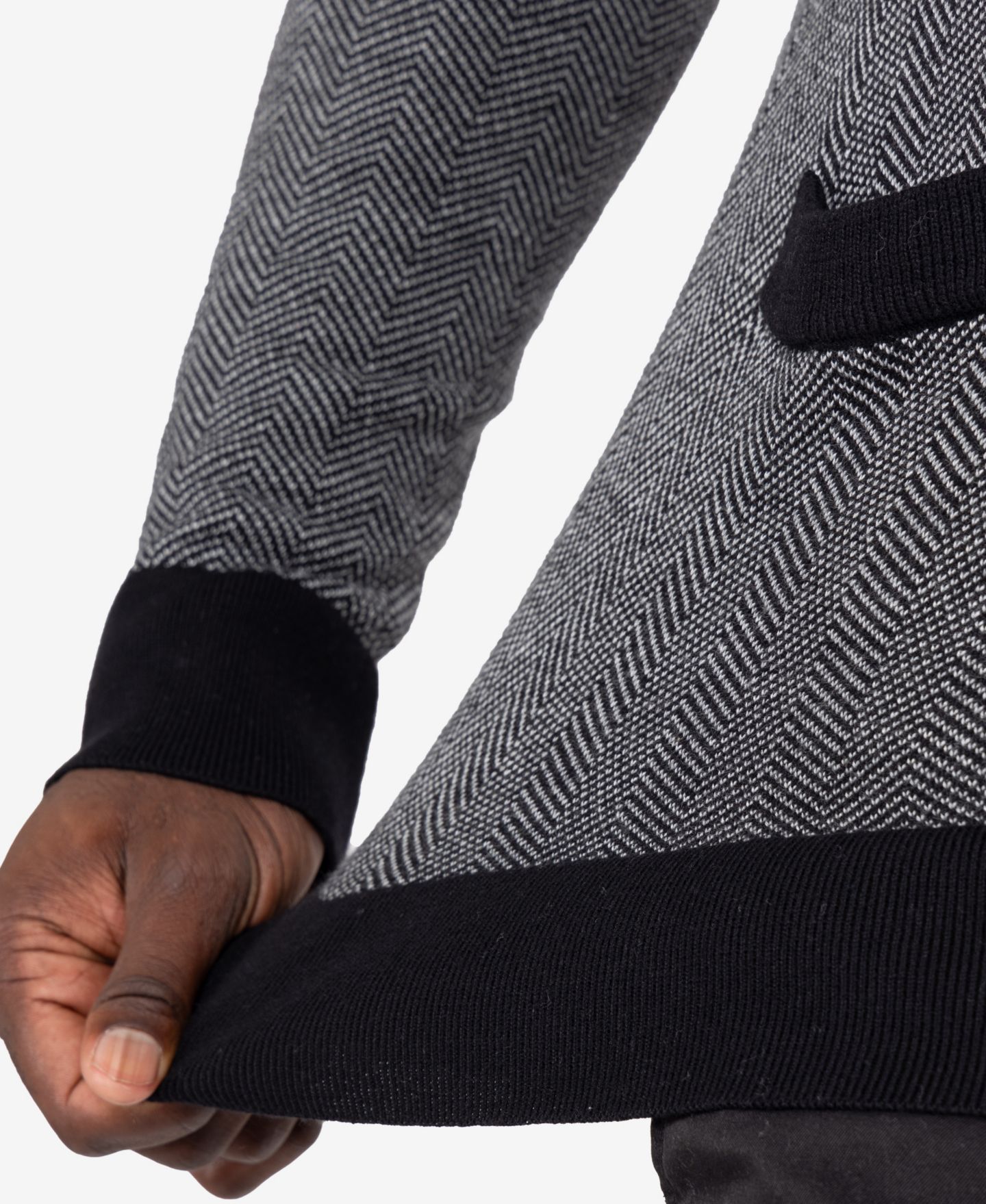 Мужской кардиган X-Ray Herringbone Cardigan, цвет: Молочный белый / Чёрный — фото 10