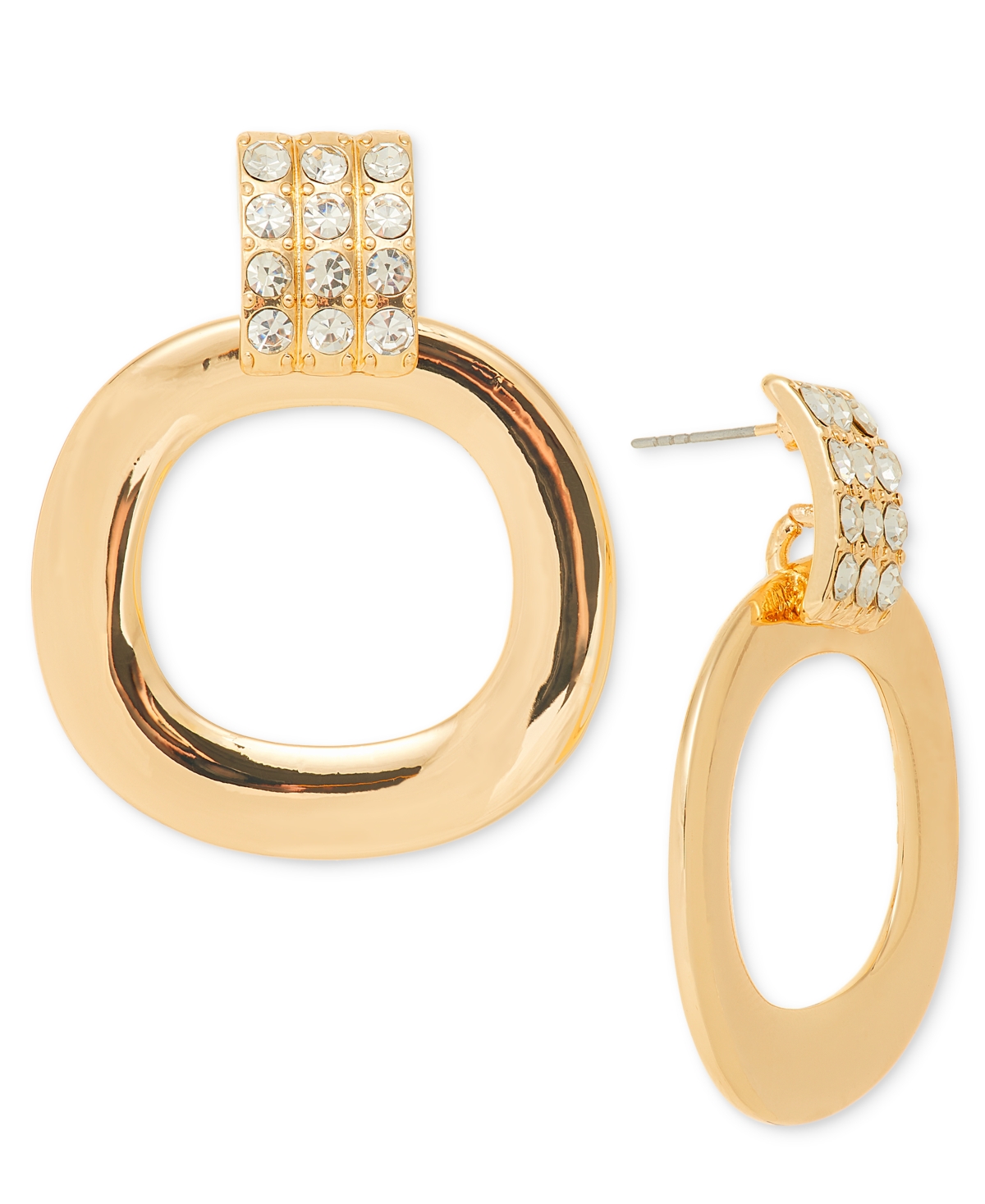 Silver-Tone Pave Circle Drop Earrings, Exclusively at Macy's - White