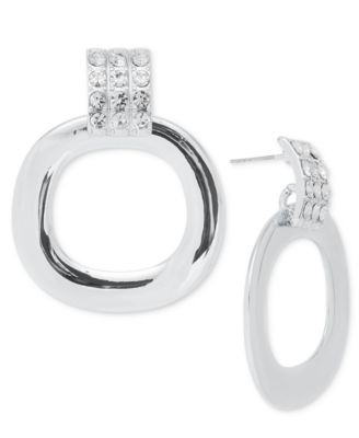I.N.C. International Concepts - Silver-Tone Pav&eacute; Circle Drop Earrings