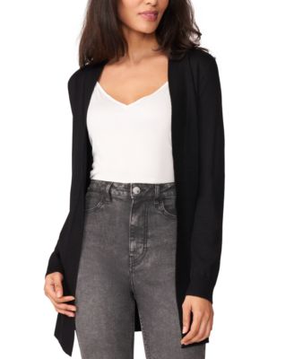 Women's Cable-Trim Open-Front Long Cardigan Sweater