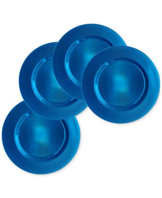 American Atelier - Sunray Cobalt Glass Charger Plate 13", Set of 4