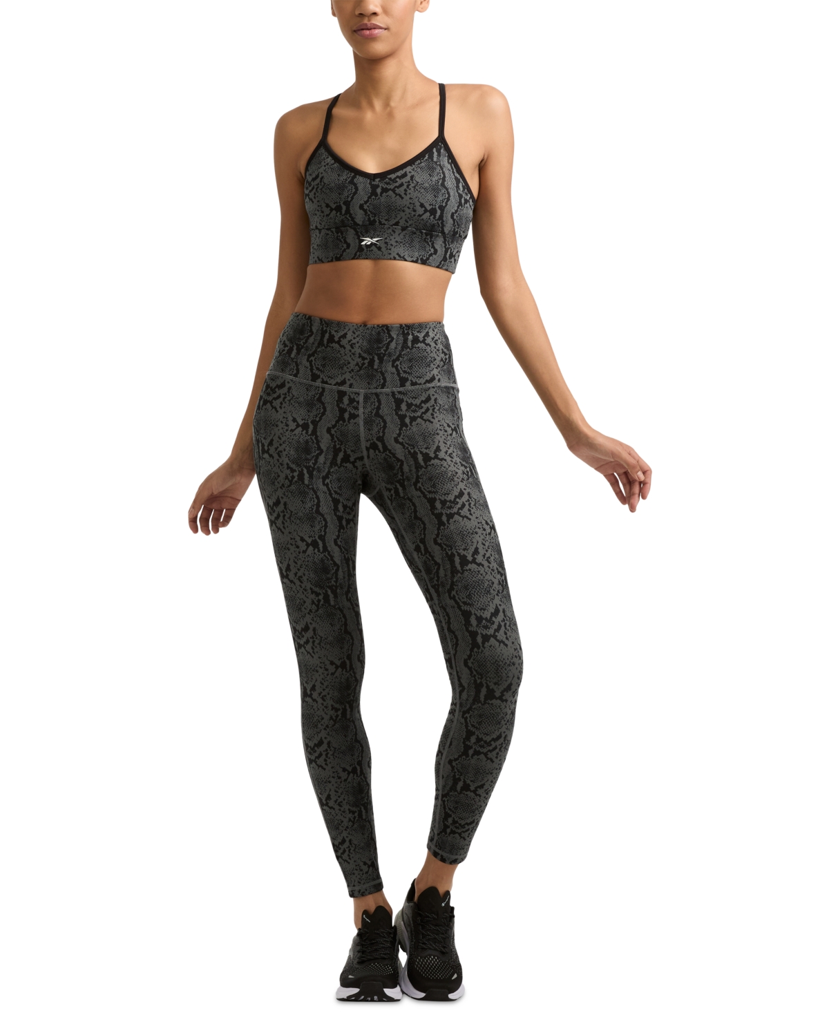 Women's Id Train Snake-Print Racerback Bra - Black