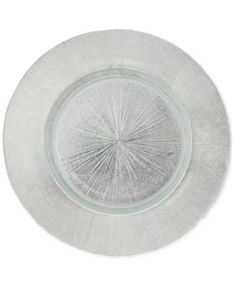 Silver Antiqued Glass Charger Plates, Set of 4