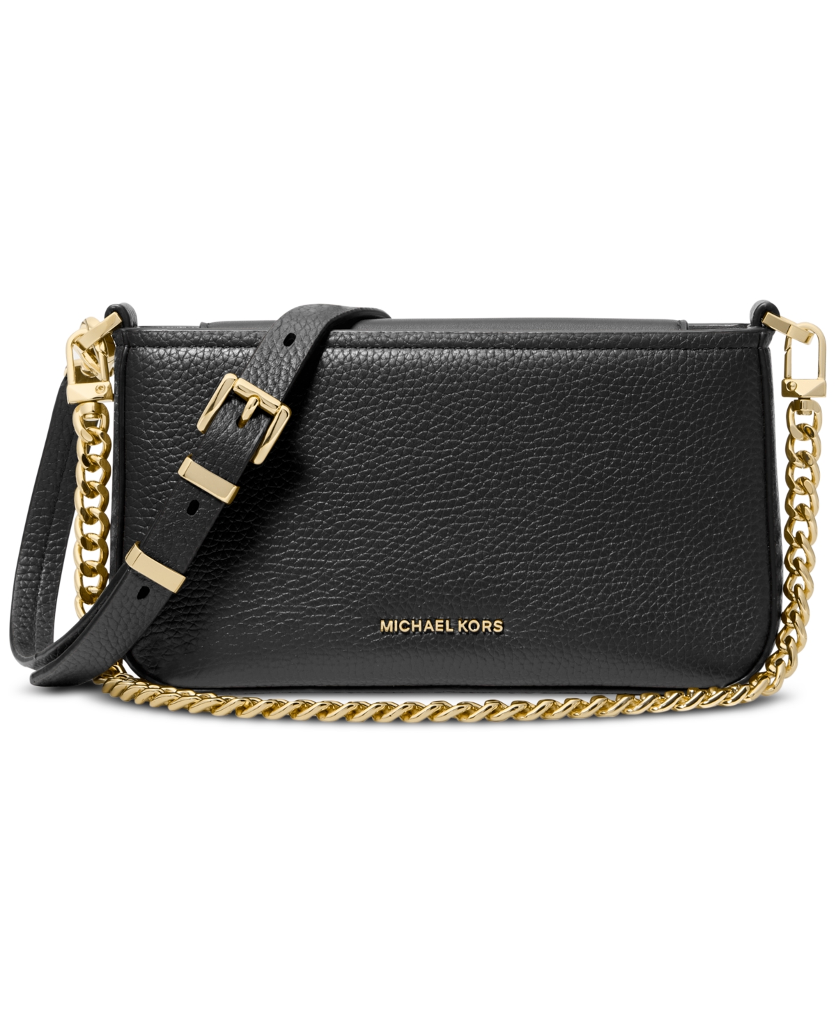 Michael Kors Michael  Bryant Small Leather Convertible Crossbody Pouchette In Black