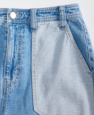 Women's Two-Tone High-Rise Cargo Wide-Leg Jeans, Exclusively at Macy's