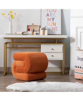 Chic S-Shape Velvet Footstool, Upholstered Makeup Stool, Modern Ottoman for Bedroom, Living Room, and Dressing Area-The Pop Home