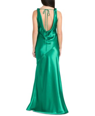 Juniors' Cowl-Back Charmeuse Gown