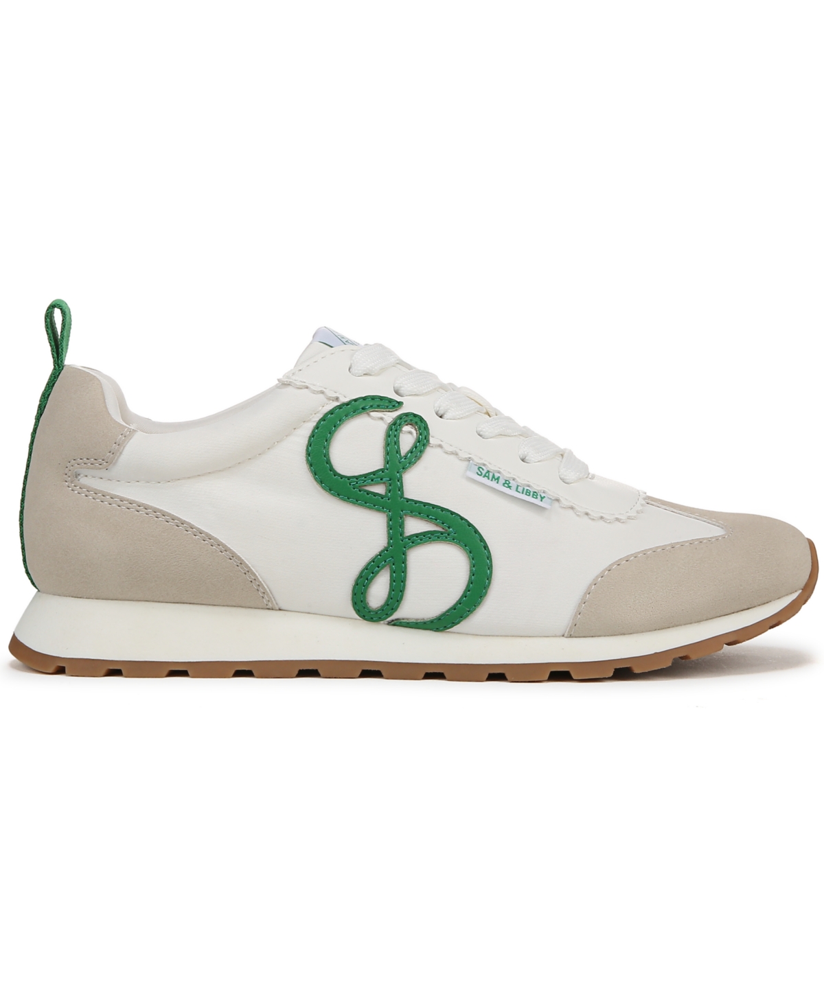 Sam & Libby Women's Rowen Lace Up Retro Sneakers In White,lime Zest