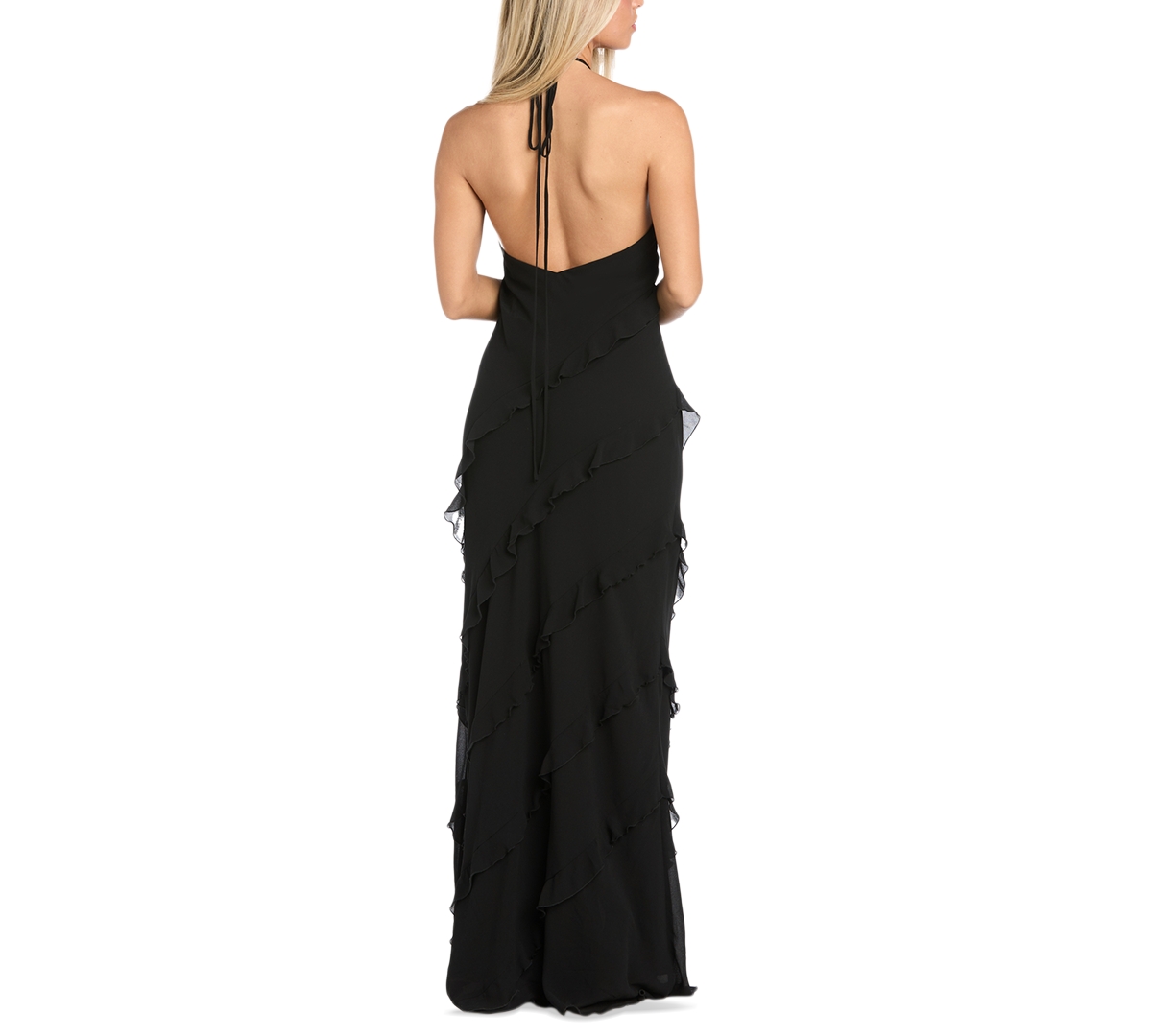 Morgan & Company Women's Tiered Ruffled Chiffon Gown In Black