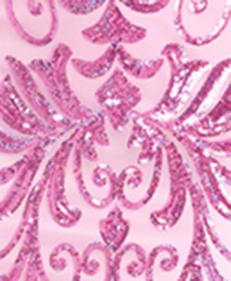 Juniors' Strappy V-Neck Sequined Gown