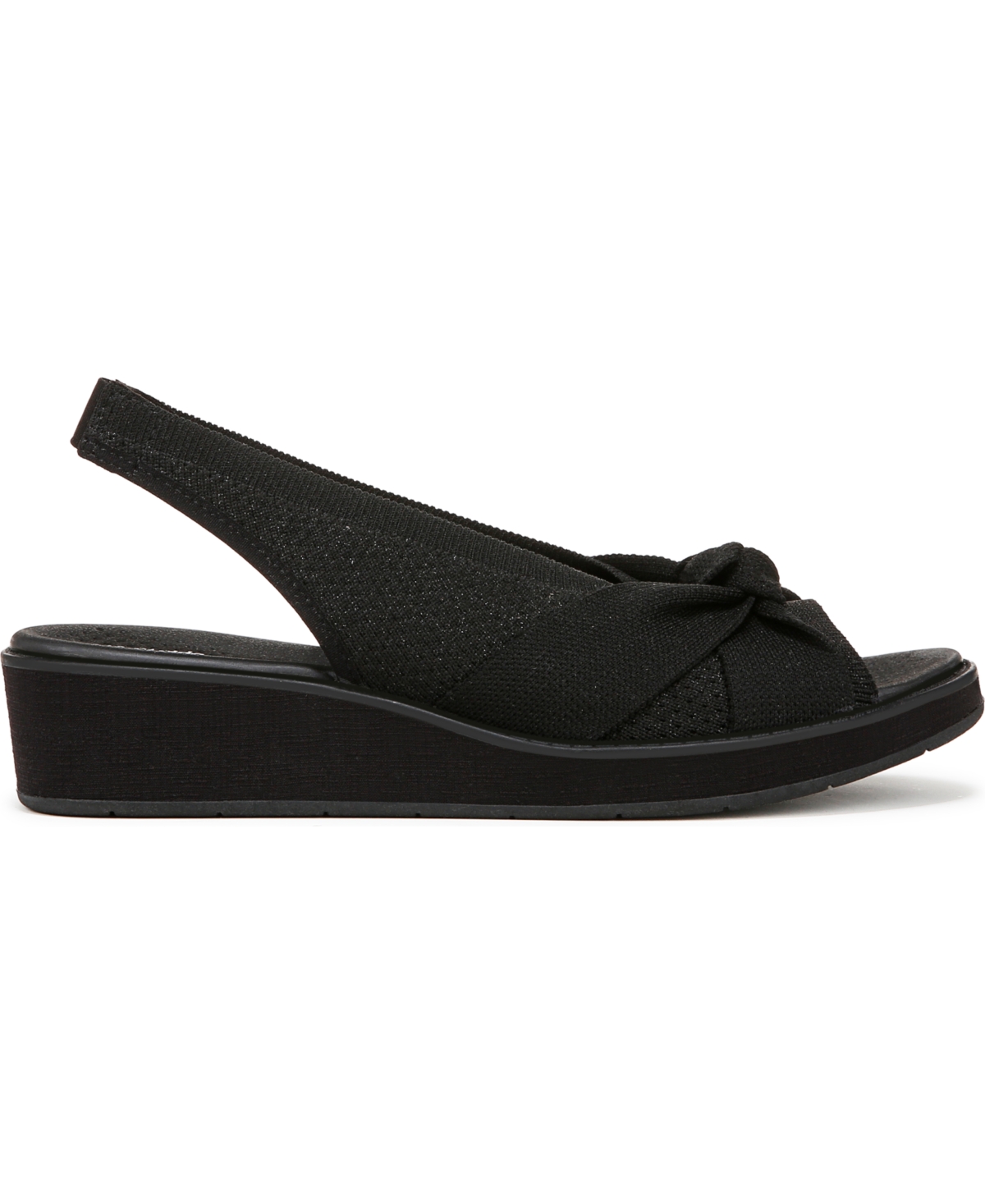Bzees Bell Slingback Wedge Sandal In Black Knit Fabric