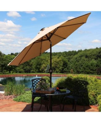 Outdoor Aluminum Sunbrella Patio Umbrella with Solar LED Light Bars and Tilt - 9'