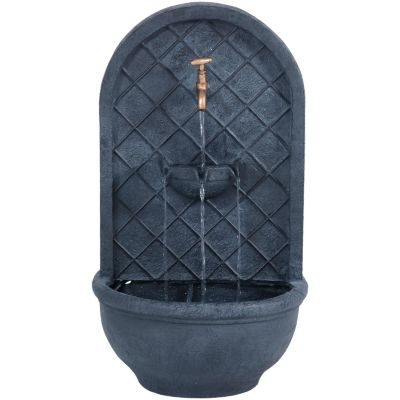 Messina 26-Inch Polystone Outdoor Wall Water Fountain - Electric Submersible Pump - Lead Finish