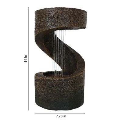 Indoor Contemporary Decorative Polyresin Winding Showers Tabletop Water Fountain with LED Lights - 14"