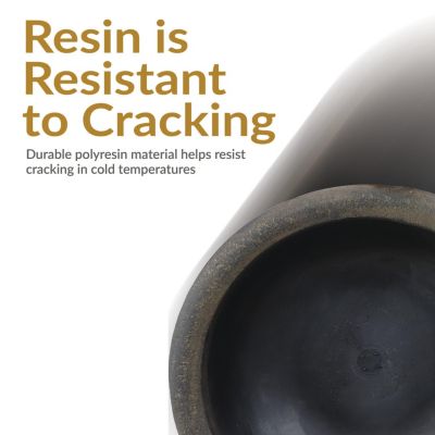 Weather-Resistant Polyresin Double-Walled Percival Outdoor Flower Pot Planter, 20.75"