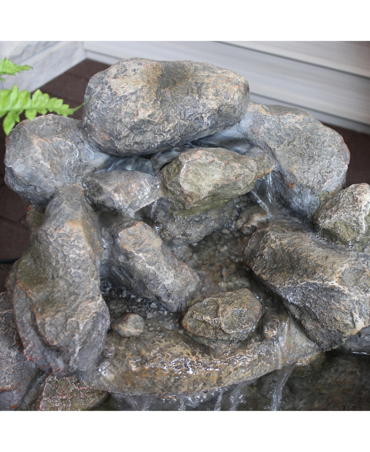 18"H Electric Resin Rocky Ravine Waterfall Outdoor Water Fountain