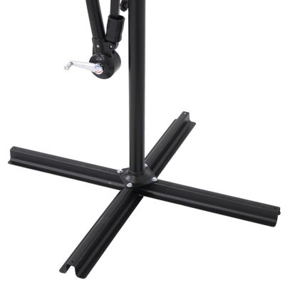 Outdoor Steel Cantilever Offset Patio Umbrella with Solar LED Lights, Air Vent, Crank, and Base - 9'