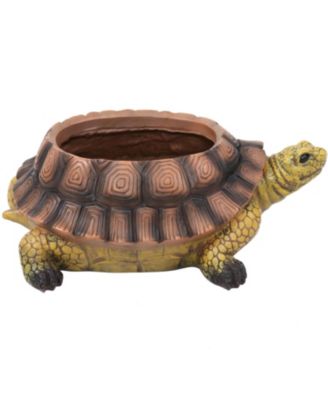 Polyresin Teddy the Turtle Decorative Garden Planter for Indoor or Outdoor Use - 11" W - Green and Brown