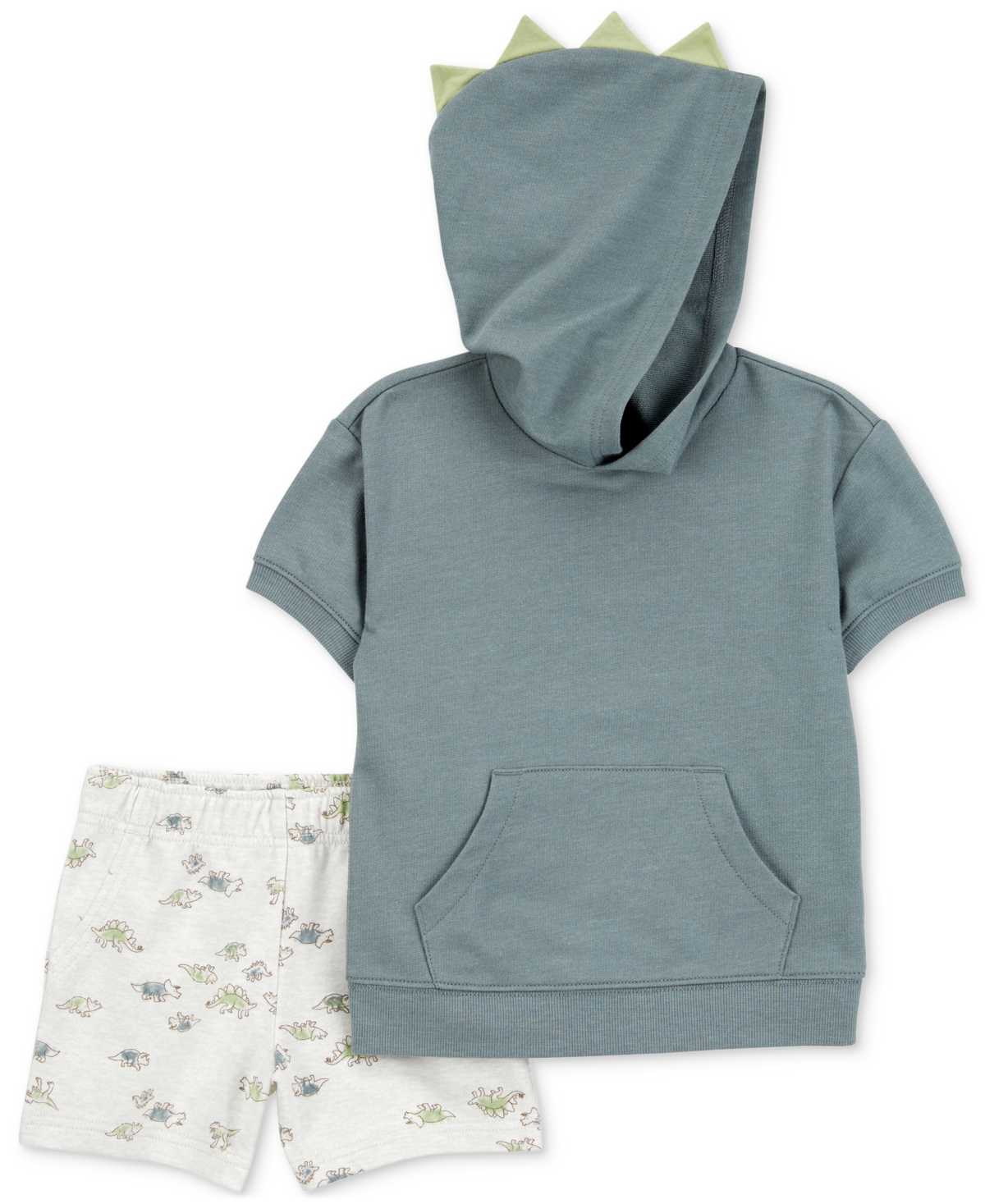 Carter's Toddler Boys Dinosaur Hooded Top & Shorts, 2-piece Set In Blue,green