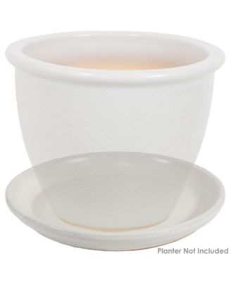 Outdoor/Indoor High-Fired Glazed UV- and Frost-Resistant Ceramic Flower Pot Planter Saucers - 2-Pack