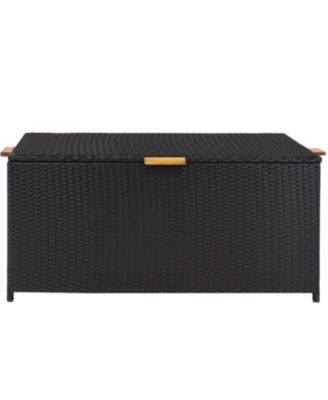 75 Gallon Indoor/Outdoor Acacia Wood and Resin Wicker Storage Deck Box with Hinged Lid