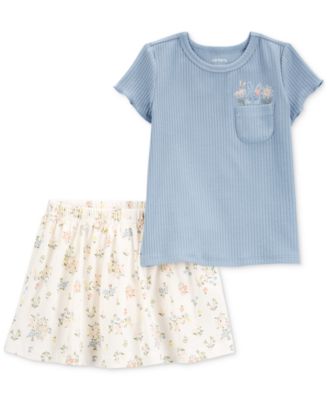 Carter's - Toddler Girls Bunny Floral Top & Skort, 2-Piece Set
