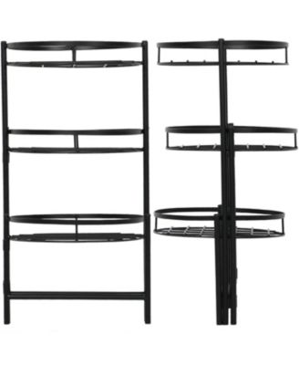 Iron Metal 3-Tiered Decorative Flower Plant Pot Holder Stand Display - Black - 2pk