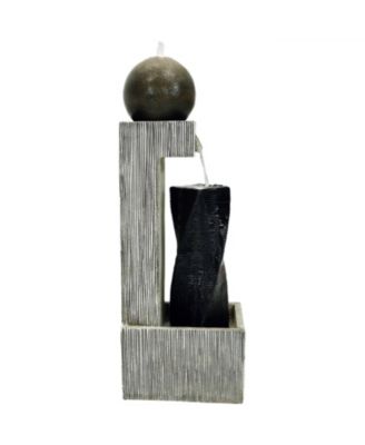 35"H Electric Polyresin Modern Artistry Column Outdoor Water Fountain with LED Lights