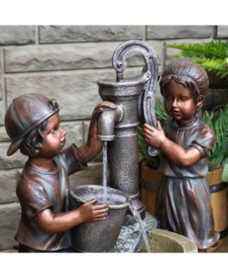 24-Inch Jack and Jill at Farmhouse Pump Outdoor Water Fountain - Electric Submersible Pump with Adjustable Flow