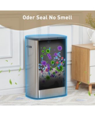 Trash Can, 55 L/14.5 Gallon Trash Can with Pop-Up Lid, Stainless Steel Kitchen Garbage Can