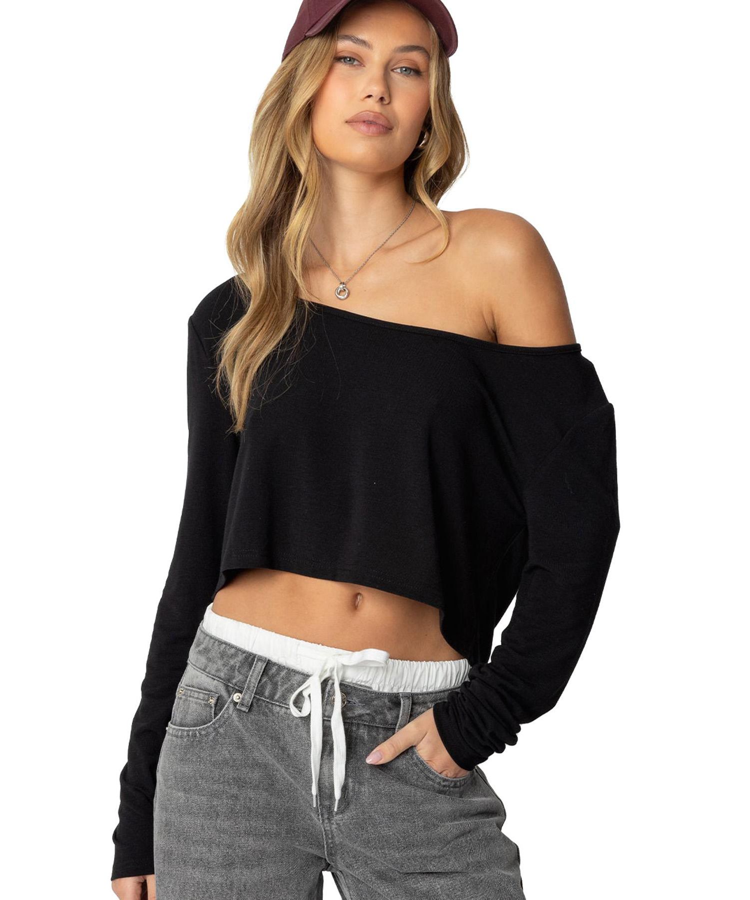Women's Cropped Off Shoulder Top